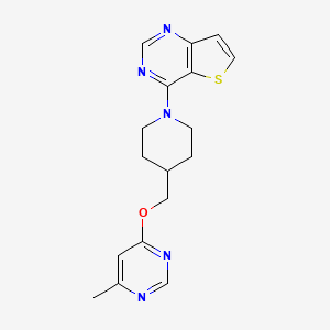 molecular formula C17H19N5OS B2932200 4-(4-(((6-Methylpyrimidin-4-yl)oxy)methyl)piperidin-1-yl)thieno[3,2-d]pyrimidine CAS No. 2310205-42-4