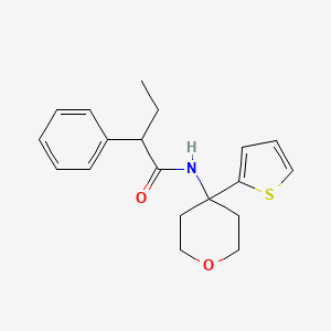 molecular formula C19H23NO2S B2932202 2-phenyl-N-(4-(thiophen-2-yl)tetrahydro-2H-pyran-4-yl)butanamide CAS No. 2034567-77-4