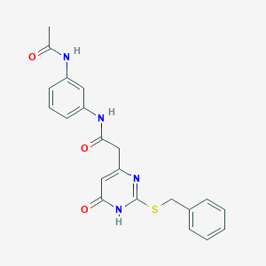 N-(3-acetamidophenyl)-2-(2-(benzylthio)-6-oxo-1,6-dihydropyrimidin-4-yl)acetamide