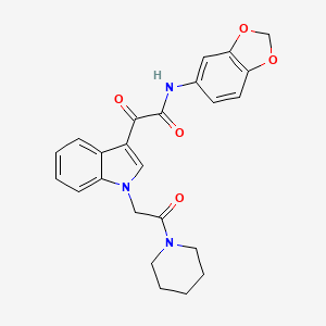 N-(1,3-benzodioxol-5-yl)-2-oxo-2-[1-(2-oxo-2-piperidin-1-ylethyl)indol-3-yl]acetamide