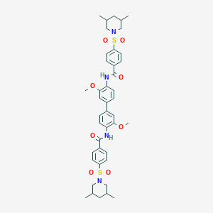 molecular formula C42H50N4O8S2 B2932207 4-(3,5-dimethylpiperidin-1-yl)sulfonyl-N-[4-[4-[[4-(3,5-dimethylpiperidin-1-yl)sulfonylbenzoyl]amino]-3-methoxyphenyl]-2-methoxyphenyl]benzamide CAS No. 474621-87-9