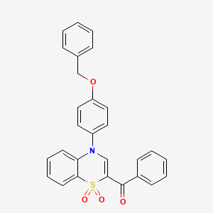 molecular formula C28H21NO4S B2932211 {4-[4-(benzyloxy)phenyl]-1,1-dioxido-4H-1,4-benzothiazin-2-yl}(phenyl)methanone CAS No. 1114652-17-3