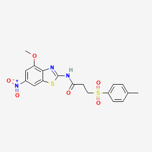 molecular formula C18H17N3O6S2 B2932216 N-(4-methoxy-6-nitrobenzo[d]thiazol-2-yl)-3-tosylpropanamide CAS No. 898414-28-3