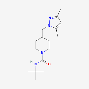 molecular formula C16H28N4O B2932223 N-(tert-butyl)-4-((3,5-dimethyl-1H-pyrazol-1-yl)methyl)piperidine-1-carboxamide CAS No. 1396887-02-7