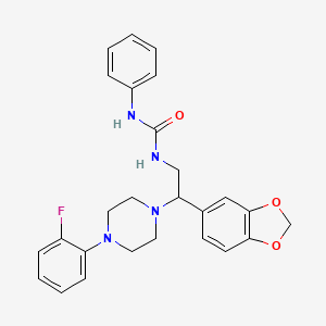 molecular formula C26H27FN4O3 B2932224 1-(2-(Benzo[d][1,3]dioxol-5-yl)-2-(4-(2-fluorophenyl)piperazin-1-yl)ethyl)-3-phenylurea CAS No. 896363-15-8