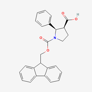 molecular formula C26H23NO4 B2932225 (2R,3S)-1-{[(9H-fluoren-9-yl)methoxy]carbonyl}-2-phenylpyrrolidine-3-carboxylic acid CAS No. 2094028-78-9