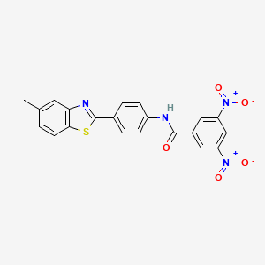 molecular formula C21H14N4O5S B2932231 N-[4-(5-methyl-1,3-benzothiazol-2-yl)phenyl]-3,5-dinitrobenzamide CAS No. 302559-79-1