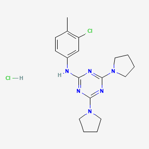 molecular formula C18H24Cl2N6 B2932246 N-(3-chloro-4-methylphenyl)-4,6-di(pyrrolidin-1-yl)-1,3,5-triazin-2-amine hydrochloride CAS No. 1179414-76-6