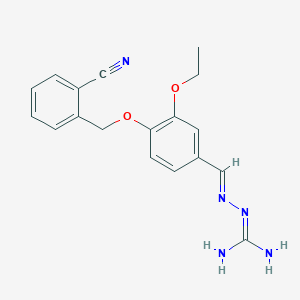 molecular formula C18H19N5O2 B2932265 (2E)-2-{4-[(2-cyanobenzyl)oxy]-3-ethoxybenzylidene}hydrazinecarboximidamide CAS No. 725276-58-4