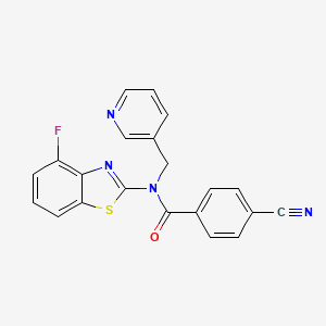 molecular formula C21H13FN4OS B2932273 4-cyano-N-(4-fluorobenzo[d]thiazol-2-yl)-N-(pyridin-3-ylmethyl)benzamide CAS No. 895011-80-0
