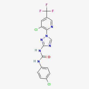 molecular formula C15H9Cl2F3N6O B2932275 N-(4-chlorophenyl)-N'-{1-[3-chloro-5-(trifluoromethyl)-2-pyridinyl]-1H-1,2,4-triazol-3-yl}urea CAS No. 303144-55-0