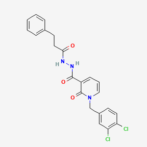 molecular formula C22H19Cl2N3O3 B2932282 1-(3,4-dichlorobenzyl)-2-oxo-N'-(3-phenylpropanoyl)-1,2-dihydropyridine-3-carbohydrazide CAS No. 1105243-62-6