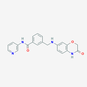 molecular formula C21H18N4O3 B2932288 3-[[(3-氧代-4H-1,4-苯并恶嗪-7-基)氨基]甲基]-N-吡啶-3-基苯甲酰胺 CAS No. 2095746-70-4