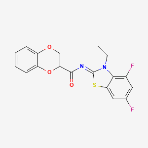 molecular formula C18H14F2N2O3S B2932307 (Z)-N-(3-ethyl-4,6-difluorobenzo[d]thiazol-2(3H)-ylidene)-2,3-dihydrobenzo[b][1,4]dioxine-2-carboxamide CAS No. 868375-83-1