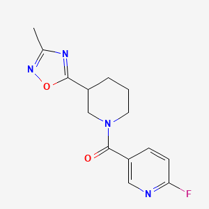 2-Fluoro-5-[3-(3-methyl-1,2,4-oxadiazol-5-yl)piperidine-1-carbonyl]pyridine