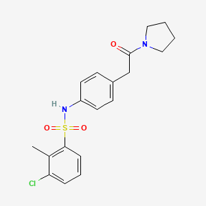 3-chloro-2-methyl-N-(4-(2-oxo-2-(pyrrolidin-1-yl)ethyl)phenyl)benzenesulfonamide