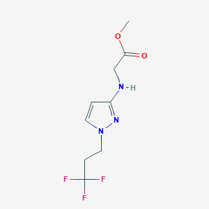 molecular formula C9H12F3N3O2 B2932319 Methyl 2-[[1-(3,3,3-trifluoropropyl)pyrazol-3-yl]amino]acetate CAS No. 2247207-15-2