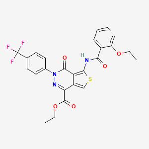 molecular formula C25H20F3N3O5S B2932340 5-[(2-乙氧基苯甲酰)氨基]-4-氧代-3-[4-(三氟甲基)苯基]噻吩并[3,4-d]哒嗪-1-羧酸乙酯 CAS No. 851951-17-2