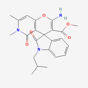 molecular formula C23H25N3O5 B2932347 Methyl 2'-amino-1-isobutyl-6',7'-dimethyl-2,5'-dioxo-5',6'-dihydrospiro[indoline-3,4'-pyrano[3,2-c]pyridine]-3'-carboxylate CAS No. 886165-75-9