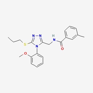 N-((4-(2-methoxyphenyl)-5-(propylthio)-4H-1,2,4-triazol-3-yl)methyl)-3-methylbenzamide