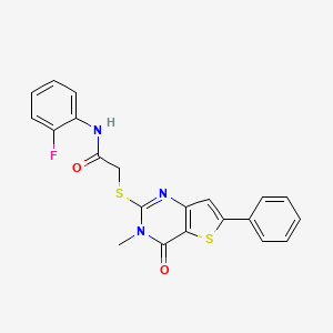 molecular formula C21H16FN3O2S2 B2932352 N-(4-氟苯基)-3-[3-氧代-3-(4-苯基哌嗪-1-基)丙基]哌啶-1-甲酰胺 CAS No. 1105199-85-6