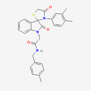 molecular formula C28H27N3O3S B2932353 2-(3'-(3,4-dimethylphenyl)-2,4'-dioxospiro[indoline-3,2'-thiazolidin]-1-yl)-N-(4-methylbenzyl)acetamide CAS No. 894557-50-7