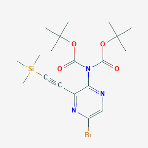molecular formula C19H28BrN3O4Si B2932355 叔丁基 N-叔丁氧羰基-N-[5-溴-3-((三甲基甲硅烷基)乙炔基)吡嗪-2-基]氨基甲酸酯 CAS No. 1225062-32-7