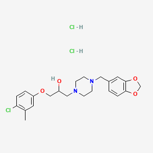 molecular formula C22H29Cl3N2O4 B2932361 1-(4-(Benzo[d][1,3]dioxol-5-ylmethyl)piperazin-1-yl)-3-(4-chloro-3-methylphenoxy)propan-2-ol dihydrochloride CAS No. 473805-50-4