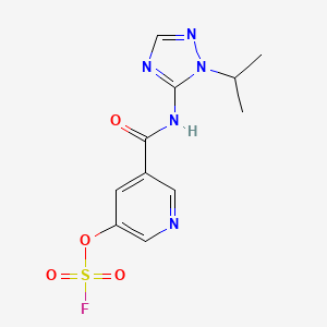 molecular formula C11H12FN5O4S B2932372 3-Fluorosulfonyloxy-5-[(2-propan-2-yl-1,2,4-triazol-3-yl)carbamoyl]pyridine CAS No. 2418691-58-2