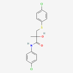 molecular formula C16H15Cl2NO2S B2932375 N-(4-chlorophenyl)-3-[(4-chlorophenyl)sulfanyl]-2-hydroxy-2-methylpropanamide CAS No. 339275-82-0