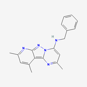 molecular formula C19H19N5 B2932377 N-benzyl-2,8,10-trimethylpyrido[2',3':3,4]pyrazolo[1,5-a]pyrimidin-4-amine CAS No. 896845-67-3
