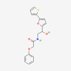 molecular formula C18H17NO4S B2932385 N-[2-Hydroxy-2-(5-thiophen-2-ylfuran-2-yl)ethyl]-2-phenoxyacetamide CAS No. 2320537-78-6