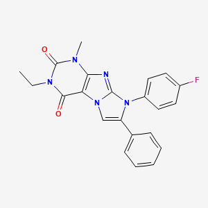 molecular formula C22H18FN5O2 B2932389 2-Ethyl-6-(4-fluorophenyl)-4-methyl-7-phenylpurino[7,8-a]imidazole-1,3-dione CAS No. 887882-35-1