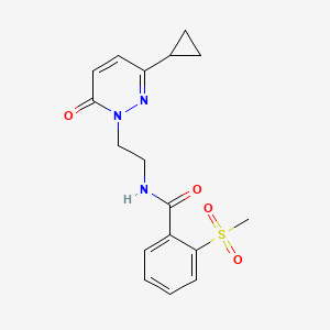 molecular formula C17H19N3O4S B2932416 N-(2-(3-cyclopropyl-6-oxopyridazin-1(6H)-yl)ethyl)-2-(methylsulfonyl)benzamide CAS No. 2034422-86-9