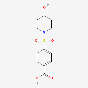 molecular formula C12H15NO5S B2932419 4-[(4-Hydroxypiperidin-1-yl)sulfonyl]benzoic acid CAS No. 1016503-99-3