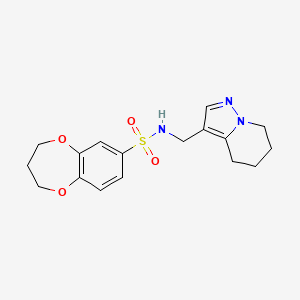 molecular formula C17H21N3O4S B2932420 N-((4,5,6,7-tetrahydropyrazolo[1,5-a]pyridin-3-yl)methyl)-3,4-dihydro-2H-benzo[b][1,4]dioxepine-7-sulfonamide CAS No. 2034589-63-2