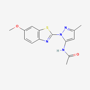 molecular formula C14H14N4O2S B2932421 N-(1-(6-甲氧基苯并[d]噻唑-2-基)-3-甲基-1H-吡唑-5-基)乙酰胺 CAS No. 1173253-28-5