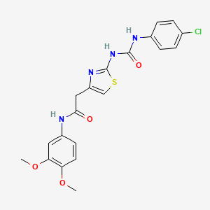 molecular formula C20H19ClN4O4S B2932422 2-(2-(3-(4-chlorophenyl)ureido)thiazol-4-yl)-N-(3,4-dimethoxyphenyl)acetamide CAS No. 897620-85-8