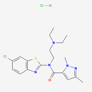 molecular formula C19H25Cl2N5OS B2932423 N-(6-chlorobenzo[d]thiazol-2-yl)-N-(2-(diethylamino)ethyl)-1,3-dimethyl-1H-pyrazole-5-carboxamide hydrochloride CAS No. 1329860-11-8