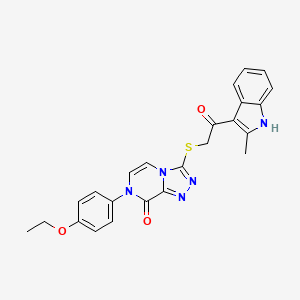 molecular formula C24H21N5O3S B2932437 7-(4-乙氧基苯基)-3-((2-(2-甲基-1H-吲哚-3-基)-2-氧代乙基)硫)-[1,2,4]三唑并[4,3-a]吡嗪-8(7H)-酮 CAS No. 1216850-38-2