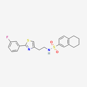 molecular formula C21H21FN2O2S2 B2932440 N-{2-[2-(3-fluorophenyl)-1,3-thiazol-4-yl]ethyl}-5,6,7,8-tetrahydronaphthalene-2-sulfonamide CAS No. 932988-20-0