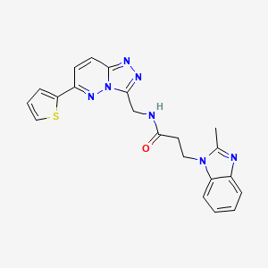 molecular formula C21H19N7OS B2932441 3-(2-甲基-1H-苯并[d]咪唑-1-基)-N-((6-(噻吩-2-基)-[1,2,4]三唑并[4,3-b]嘧啶-3-基)甲基)丙酰胺 CAS No. 2034526-87-7