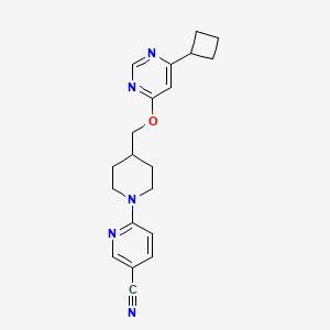 molecular formula C20H23N5O B2932449 6-(4-(((6-Cyclobutylpyrimidin-4-yl)oxy)methyl)piperidin-1-yl)nicotinonitrile CAS No. 2310157-45-8