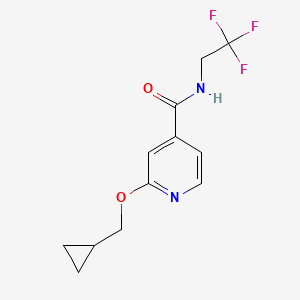 molecular formula C12H13F3N2O2 B2932450 2-(cyclopropylmethoxy)-N-(2,2,2-trifluoroethyl)isonicotinamide CAS No. 2034618-89-6