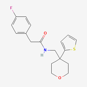 2-(4-fluorophenyl)-N-((4-(thiophen-2-yl)tetrahydro-2H-pyran-4-yl)methyl)acetamide