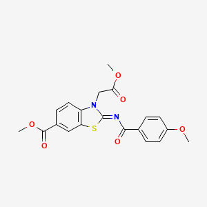 (Z)-methyl 3-(2-methoxy-2-oxoethyl)-2-((4-methoxybenzoyl)imino)-2,3-dihydrobenzo[d]thiazole-6-carboxylate