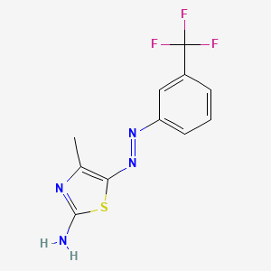 molecular formula C11H9F3N4S B2932482 4-Methyl-5-{2-[3-(trifluoromethyl)phenyl]hydrazin-1-ylidene}-2,5-dihydro-1,3-thiazol-2-imine CAS No. 304692-05-5