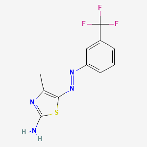 molecular formula C11H9F3N4S B2932482 (E)-4-Methyl-5-(2-(3-(trifluoromethyl)phenyl)hydrazono)thiazol-2(5h)-imine CAS No. 304692-05-5