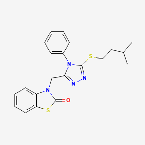 molecular formula C21H22N4OS2 B2932483 3-((5-(isopentylthio)-4-phenyl-4H-1,2,4-triazol-3-yl)methyl)benzo[d]thiazol-2(3H)-one CAS No. 847401-05-2