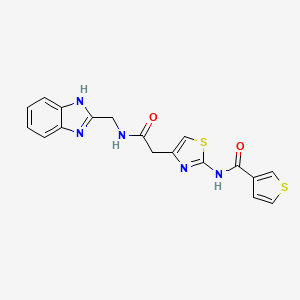 N-(4-(2-(((1H-benzo[d]imidazol-2-yl)methyl)amino)-2-oxoethyl)thiazol-2-yl)thiophene-3-carboxamide